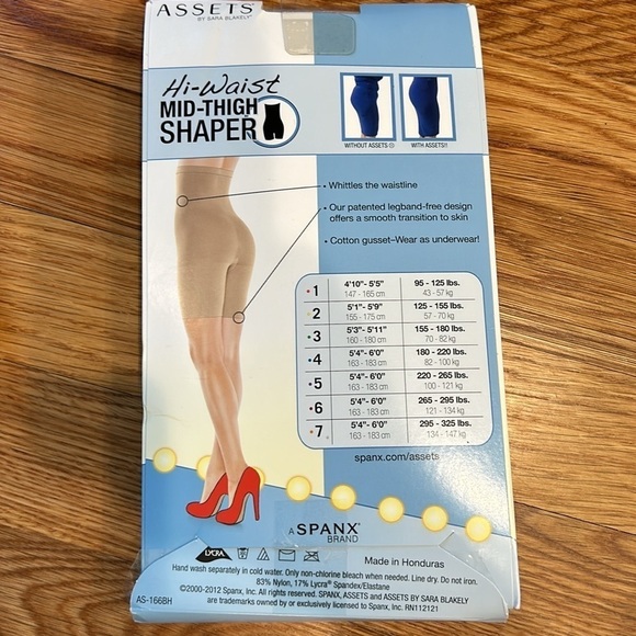 Assets by Spanx high waisted mid thigh, shaper nude size 3 155 lbs to 180 lbs - Picture 3 of 4